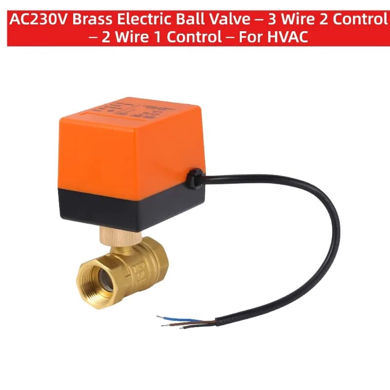 Valvola a sfera elettrica in ottone AC230V 3 fili 2 controlli 2 fili 1 controllo, valvola motorizzata per condizionatore d'aria centralizzato HVAC