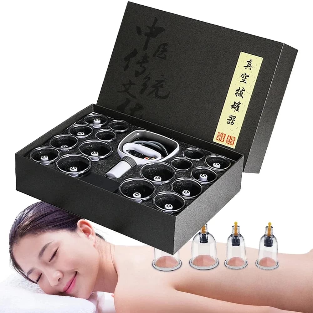 12 cans Vacuum Cupping acupuncture Detox Massage Jars physiotherapy tools for healing healthy hand pumping gun massager