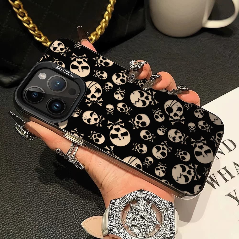 Cover per iPhone 17 Pro Max 13 17e 12 Pro 11 14 Plus Air 15 16 con Design Creativo Teschio Artistico