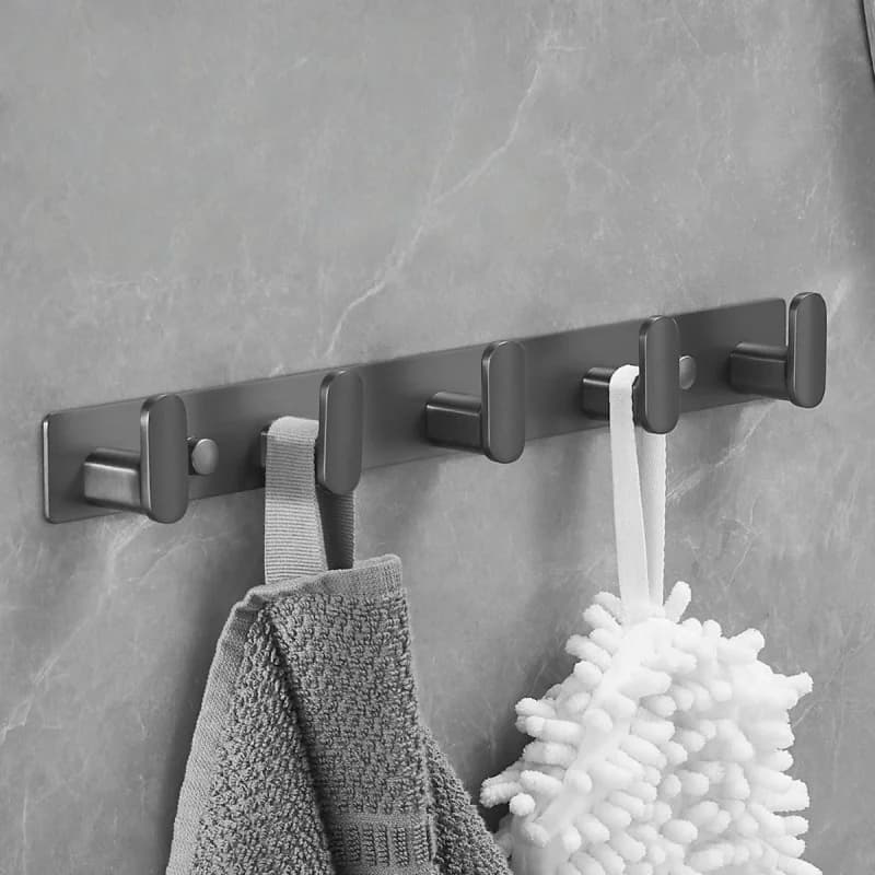 Appendiabiti da bagno grigio Ganci per accappatoio in alluminio Gancio per vestiti a fila Gancio per asciugamani a parete Portachiavi per cappelli Appendiabiti per borse Porta bagno
