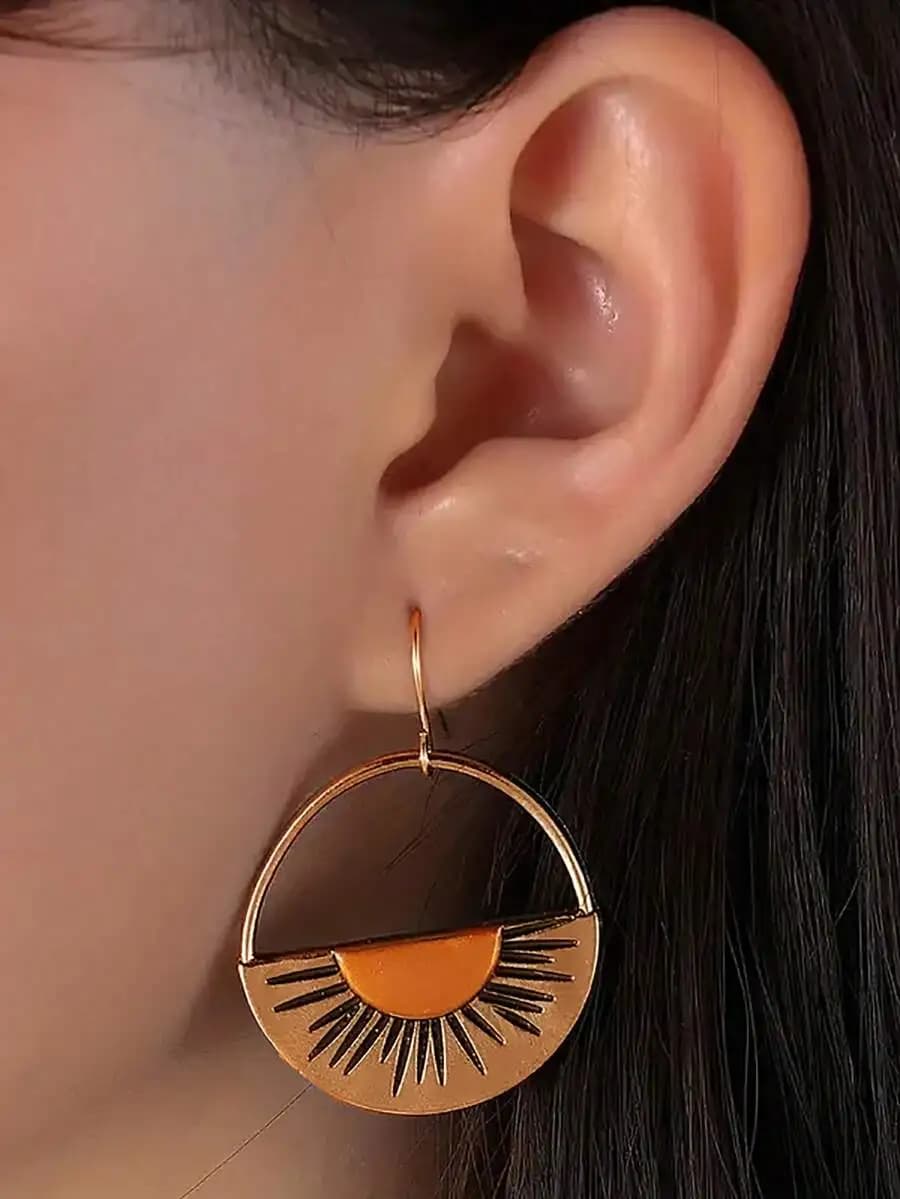 Vintage Sunrise Sun Drop Dangle Earrings For Women Fashion Accessories