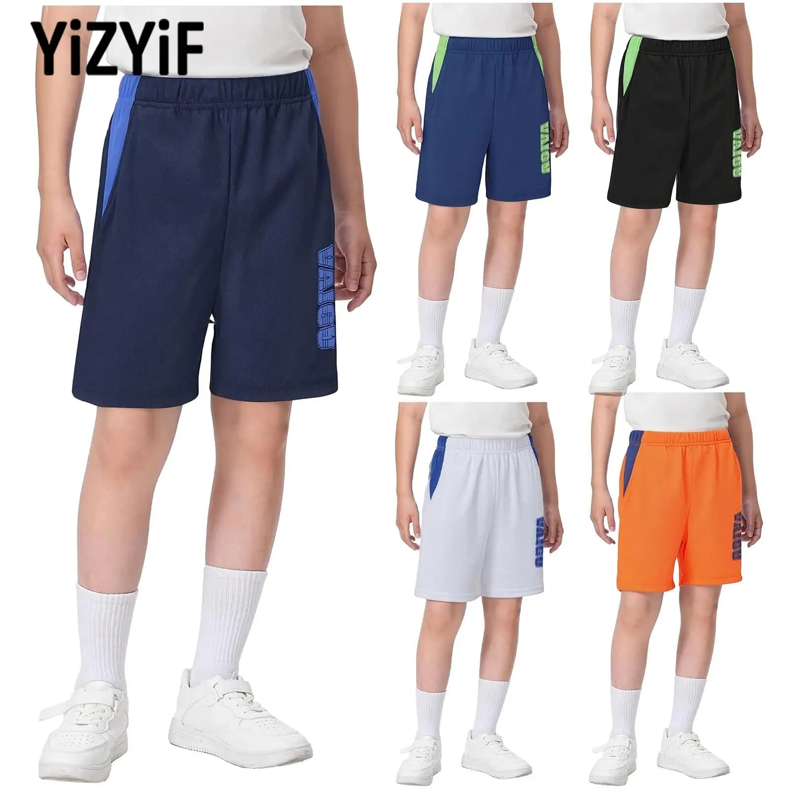 Kids Football Basketball Shorts for Boys Shorts Elastic Drying Shorts With Pockets for Daily Casual Cycling Clothing