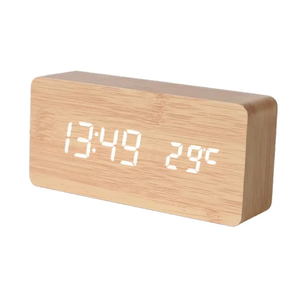 1 pz sveglia digitale con venature del legno sveglia multifunzionale termometro a LED orologio digitale sveglia elettronica con luce notturna