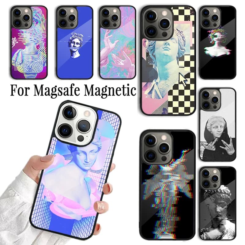 Cover per telefono con stampa artistica Vaporwave per iPhone 17 AIR 16 15 14 13 12 11 Pro Max Plus, custodia magnetica Magsafe