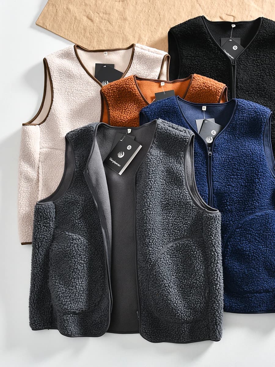 Nordic High-End Outdoor Unisex Thickened Double-Sided Velvet Vest Color Versatile Autumn Winter Couple Matching Jacket