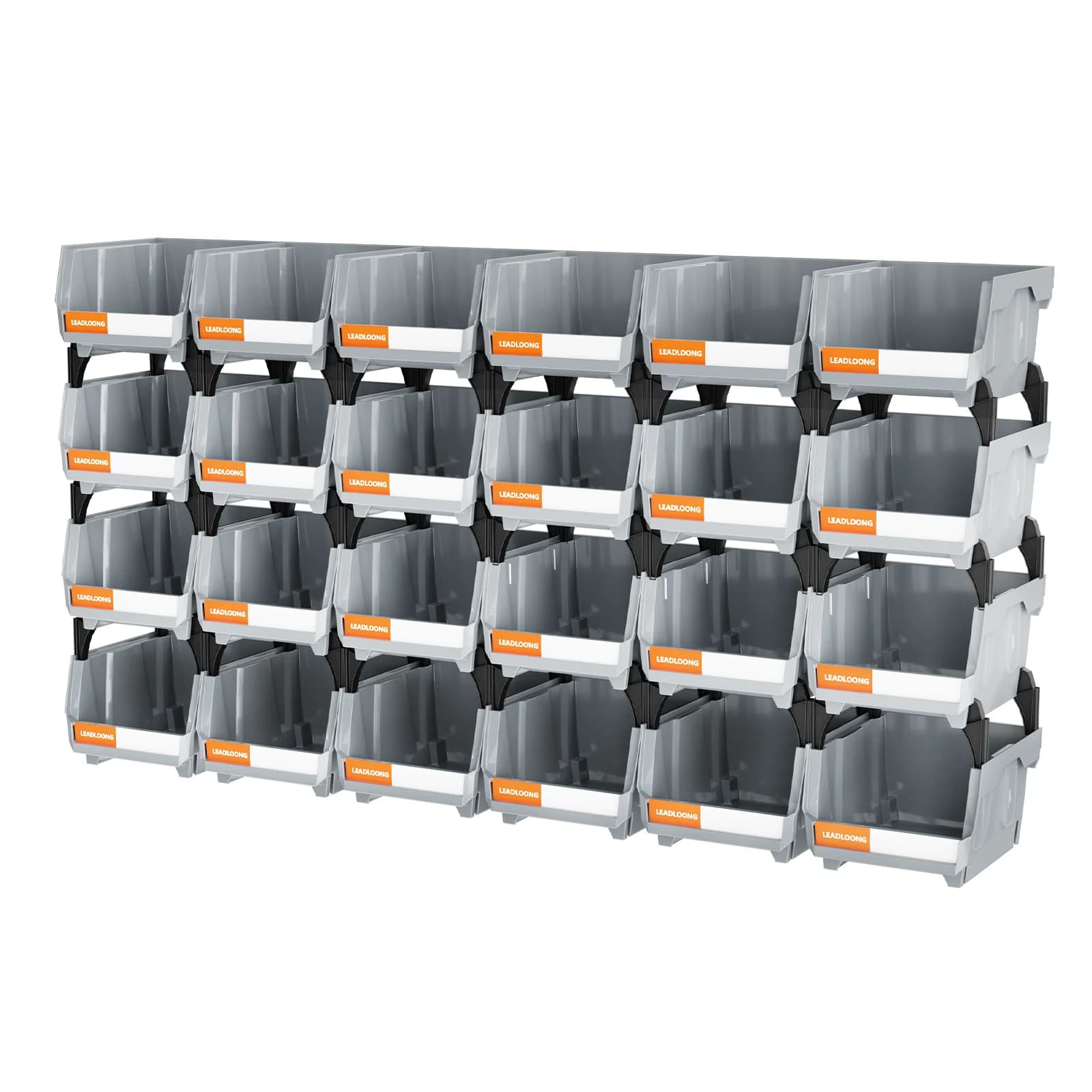 6/24 pcs grey stackable plastic box, garage storage box, storage box and garage tool organizer