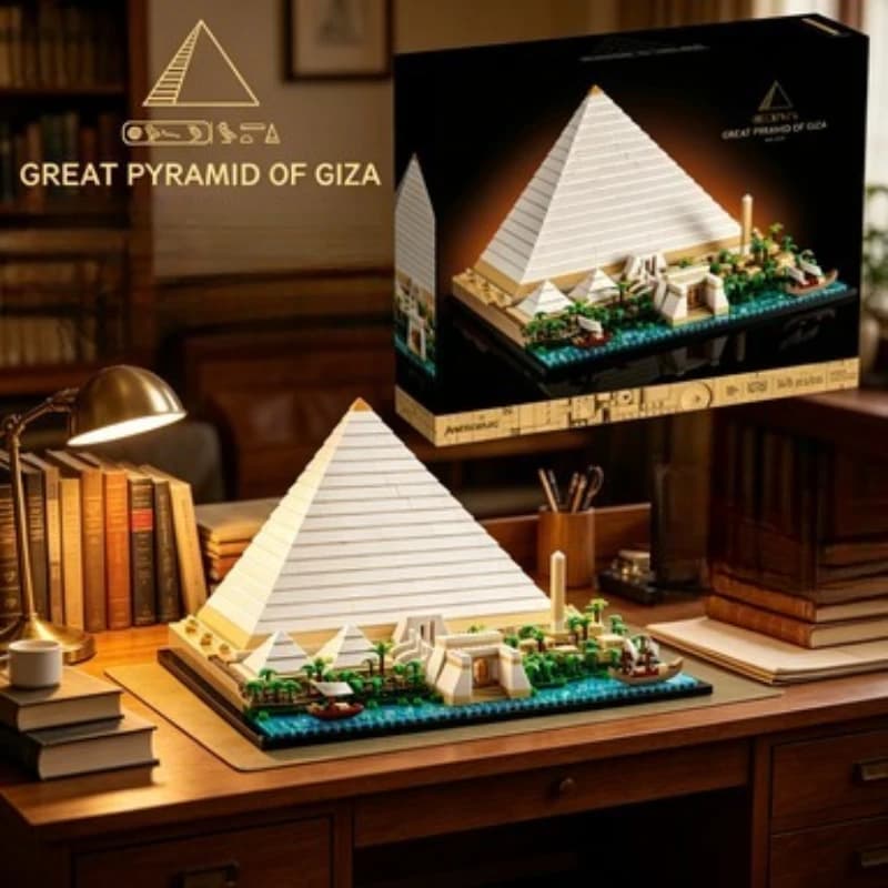 Bandai 21058 1476 Pezzi Blocchi da Costruzione della Piramide di Gize Modello Egiziano Giocattolo Educativo STEM Regalo per Feste Compatibile con Mattoncini LEGO