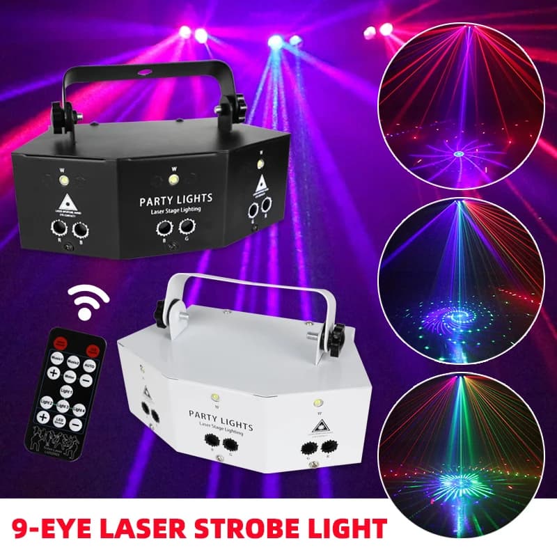YSH LED Disc Laser Light DMX 9 eyes RGB Scene lighting effect for DJ Club Bar Decoration Party lights Halloween projector lamp