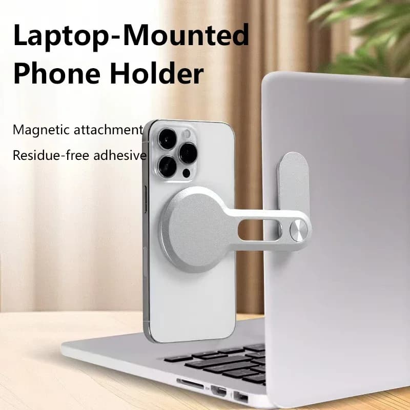 Phone Holder Ultrathin Magnetic Car Laptop Stand with Same Screen Display Side Foldable Rollover Camera Flat Aluminum Alloy Back