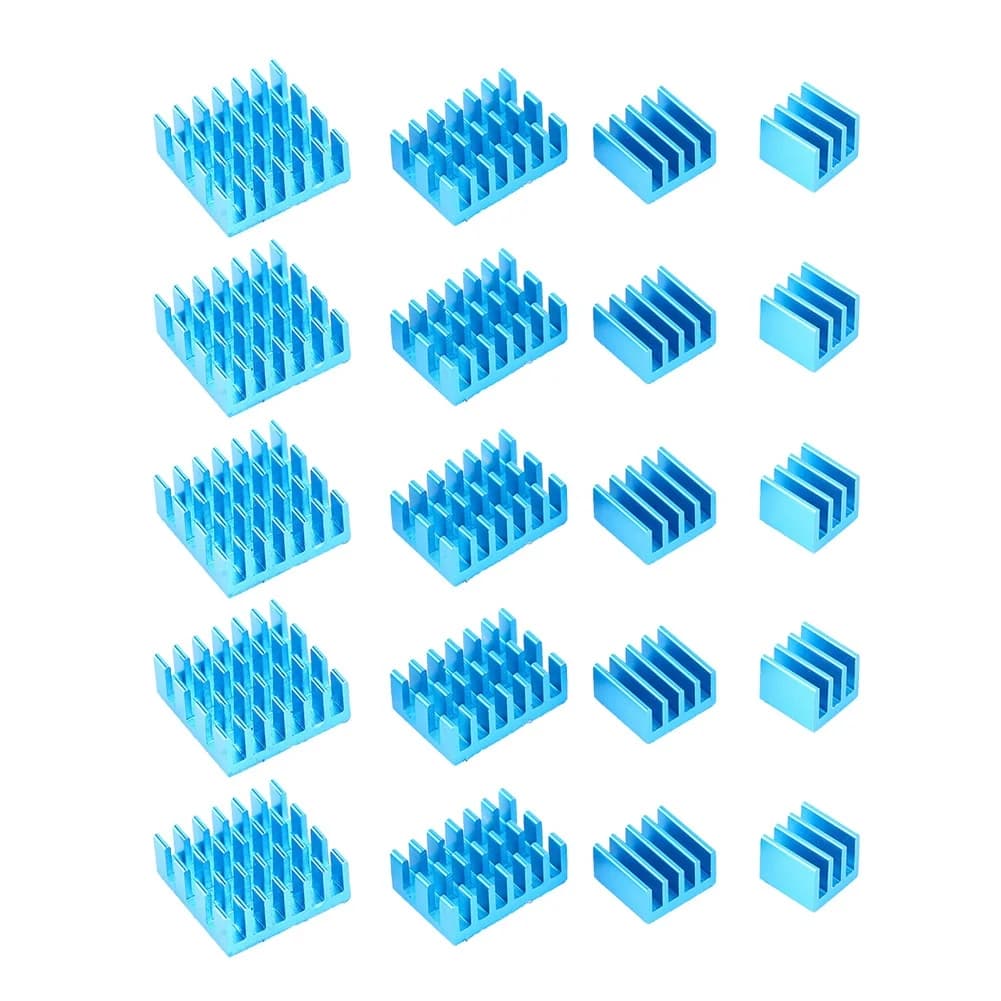 Dissipatore di calore CPU in alluminio blu da 20 pezzi con adesivo per Raspberry Pi 2/3/4 3b 4B
