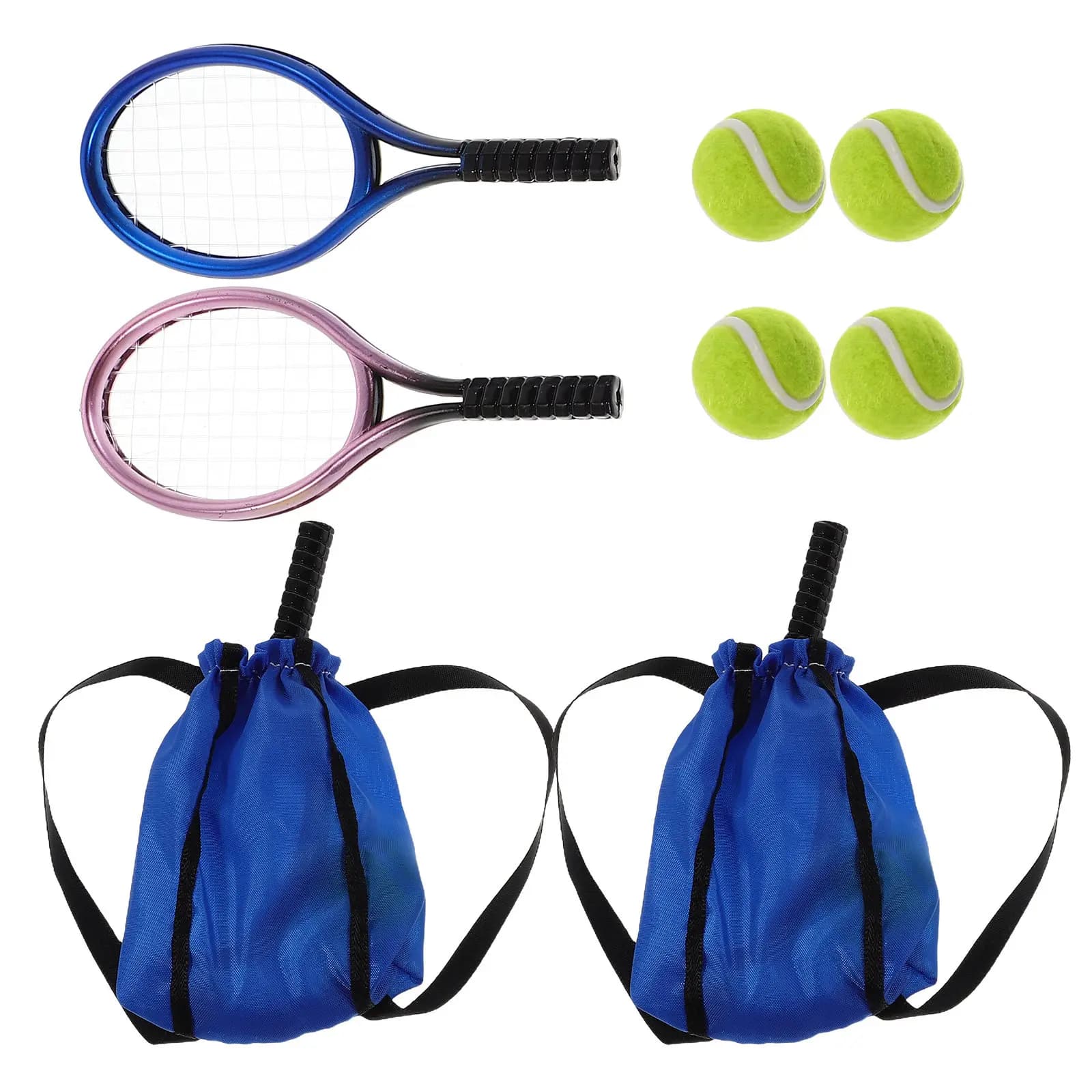 2 set di racchette da tennis in miniatura dal design realistico per la decorazione della casa delle bambole, giochi di ruolo, accessori sportivi, casa delle bambole per bambini