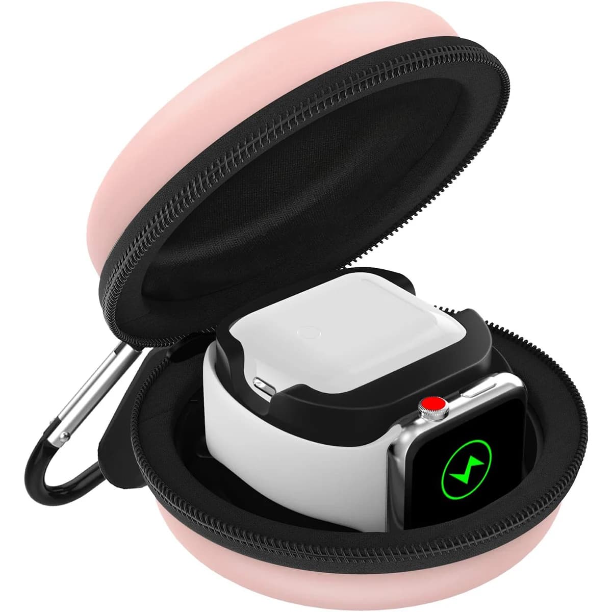 MoKo Custodia da viaggio per Apple Watch Series 10/9/8/7/6/5/4/3/2/1/SE Custodia protettiva da viaggio portatile Custodia di ricarica Stazione