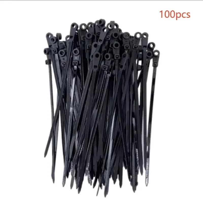 【YG6】100Pcs Nylon Cable Ties Self-locking Cord Ties Straps Fastening Loop Screw Hole Cable Ties Reusable Fixed Office Organizer