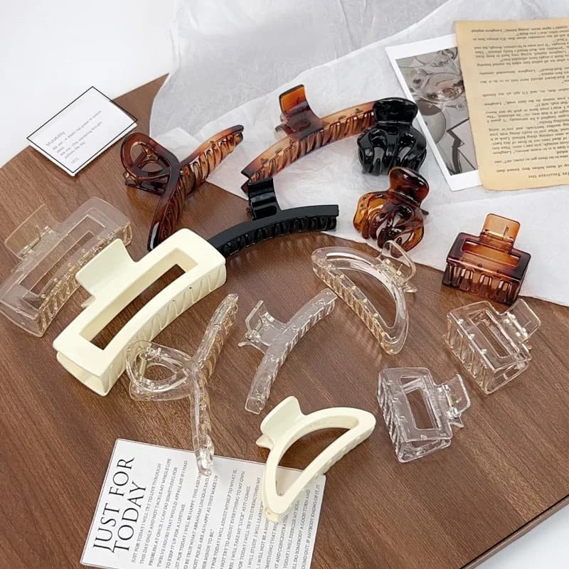Transparent Hollow Semi-circular PC Shark Claw Clip, Premium Back Bun Hair Accessory Flexible Durable PC Material Cute Present