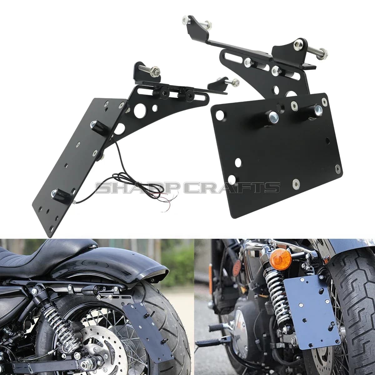 For Harley Sportster Iron 883 XL883 XL 1200 Forty-Eighty 48 Motorcycle Tail LED Light Side Mount License Plate Holder Bracket