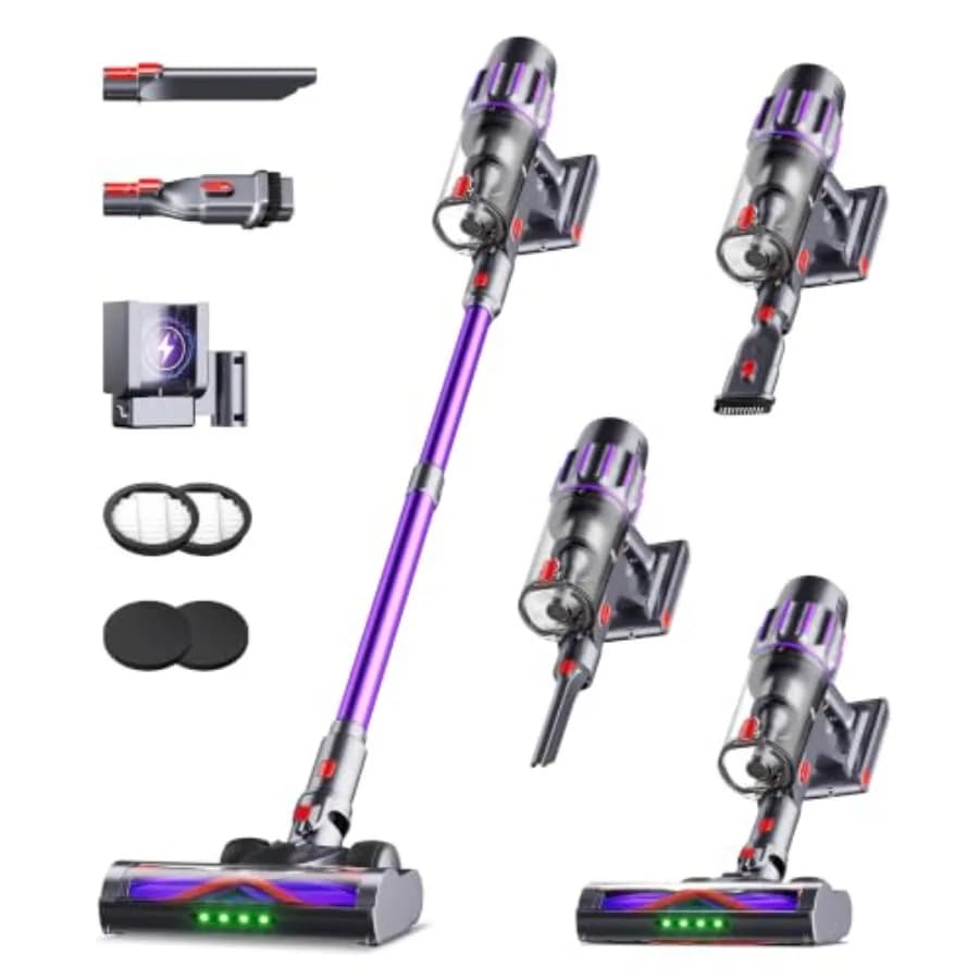 Home use cordless vacuum cleaner, ABS plastic, black, 650W motor with 55KPA suction and smart display