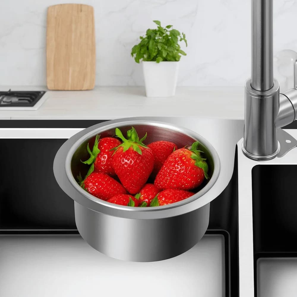 Filtro per Lavello a Forma di Cigno in Acciaio Inox, Separazione Asciutto/Bagnato, Raccoglitore di Rifiuti Rimovibile Salvaspazio