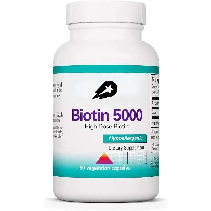 Nutritional supplement to biotin -5000mcg Biotin, vitamins for hair, skin and nails, 60 vegetarian capsules