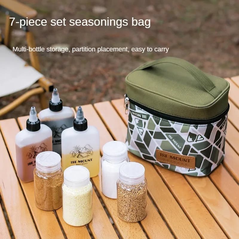 ISE MOUNT Barattolo di condimento da cucina da campeggio Contenitore per spezie portatile Set di pentole Forniture in polvere liquida Lattina di condimento per barbecue da picnic