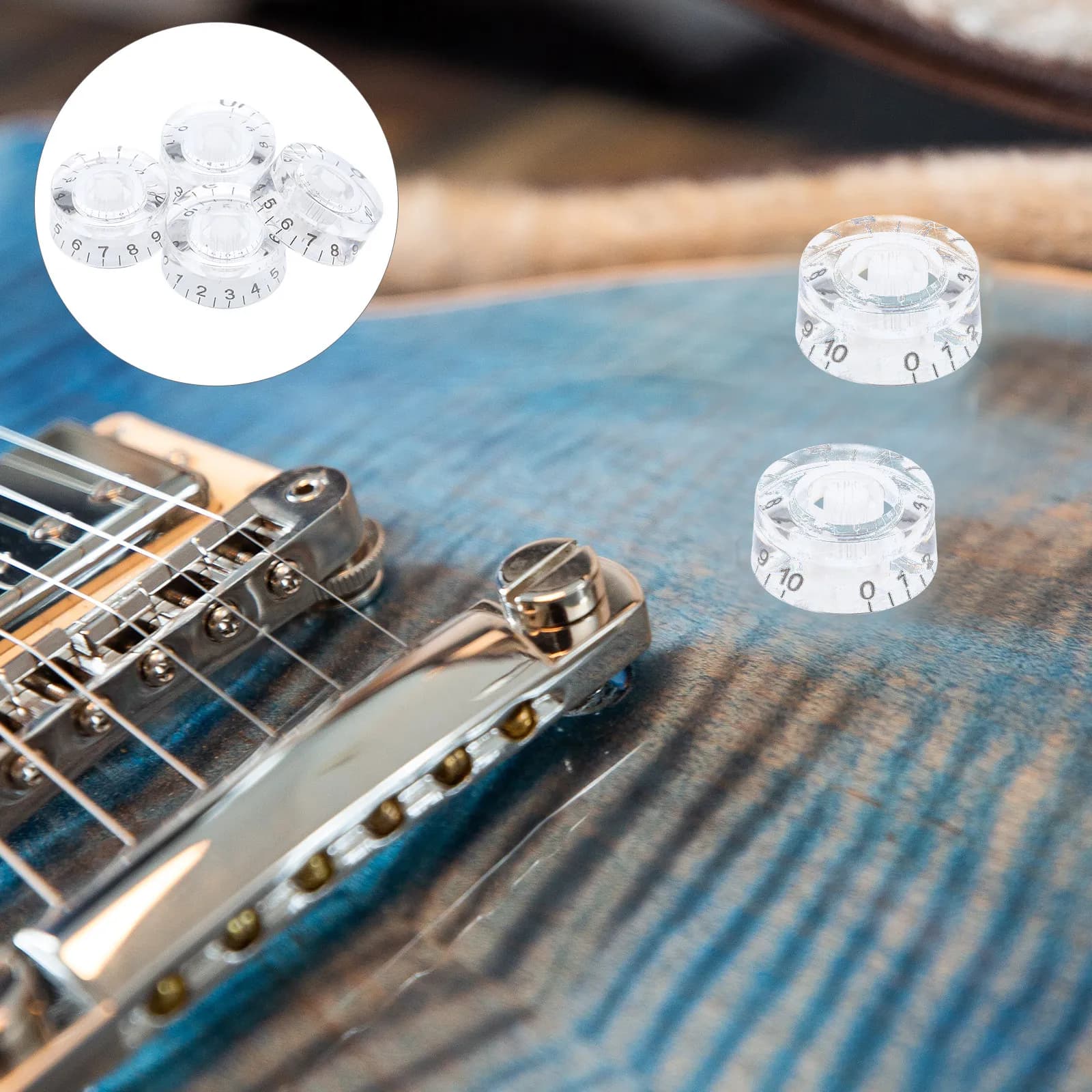 4 Pezzi Manopole Trasparenti per Potenziometro in Acrilico Solido, Cappucci di Controllo Volume dal Design Elegante a Cappello Inclinato, per Amplificatori Chitarra e Basso