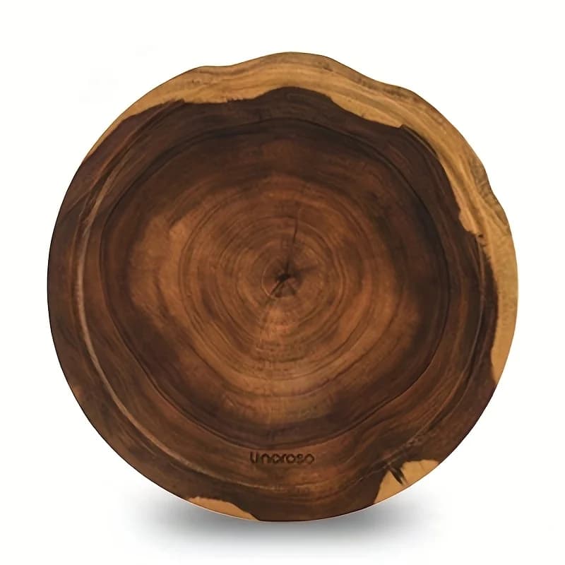 [Tagliere in Legno di Acacia] Tagliere Rotondo in Legno di Acacia Linoroso, Diametro 30cm, Doppio Lato, Antiscivolo, Resistente ai Tagli