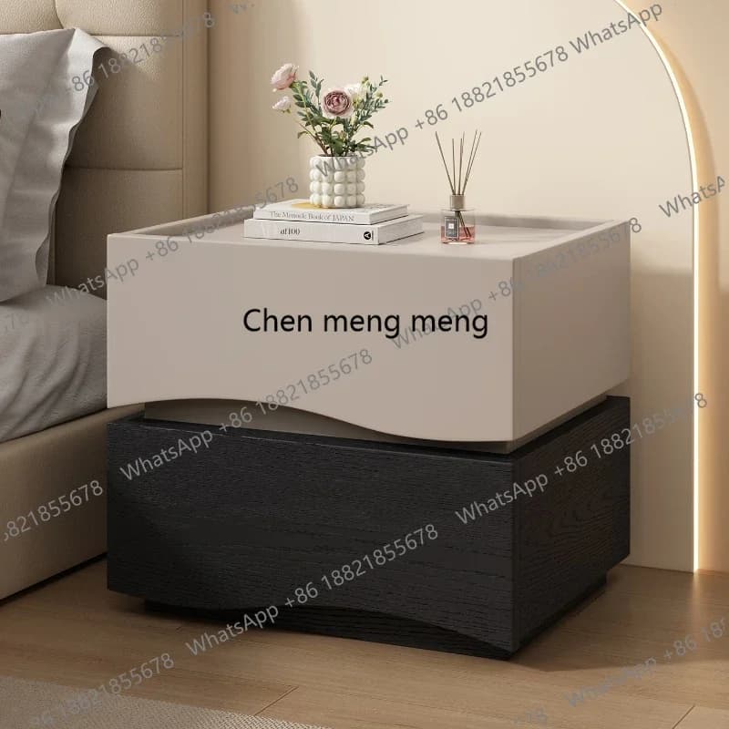 Minimalist hole stone pattern bed side table luxury high-end side bed tables smart lock mesitas de noche dormitorio nightstands