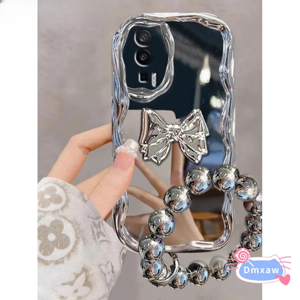Per OPPO Reno 10 9 8 Pro Plus 8T 8Z 7Z Lite 7 5 4 3 Pro SE 4G A92S A91 A2 Pro custodia con fiocco carino antiurto con copertura in crema per bracciale