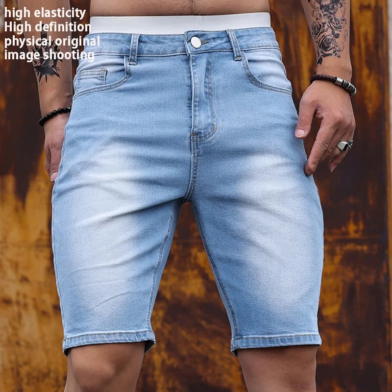 Men's stretch denim shorts 2026, summer, casual, slim fit, light, comfortable, streetwear, Y2K fashion, for holidays