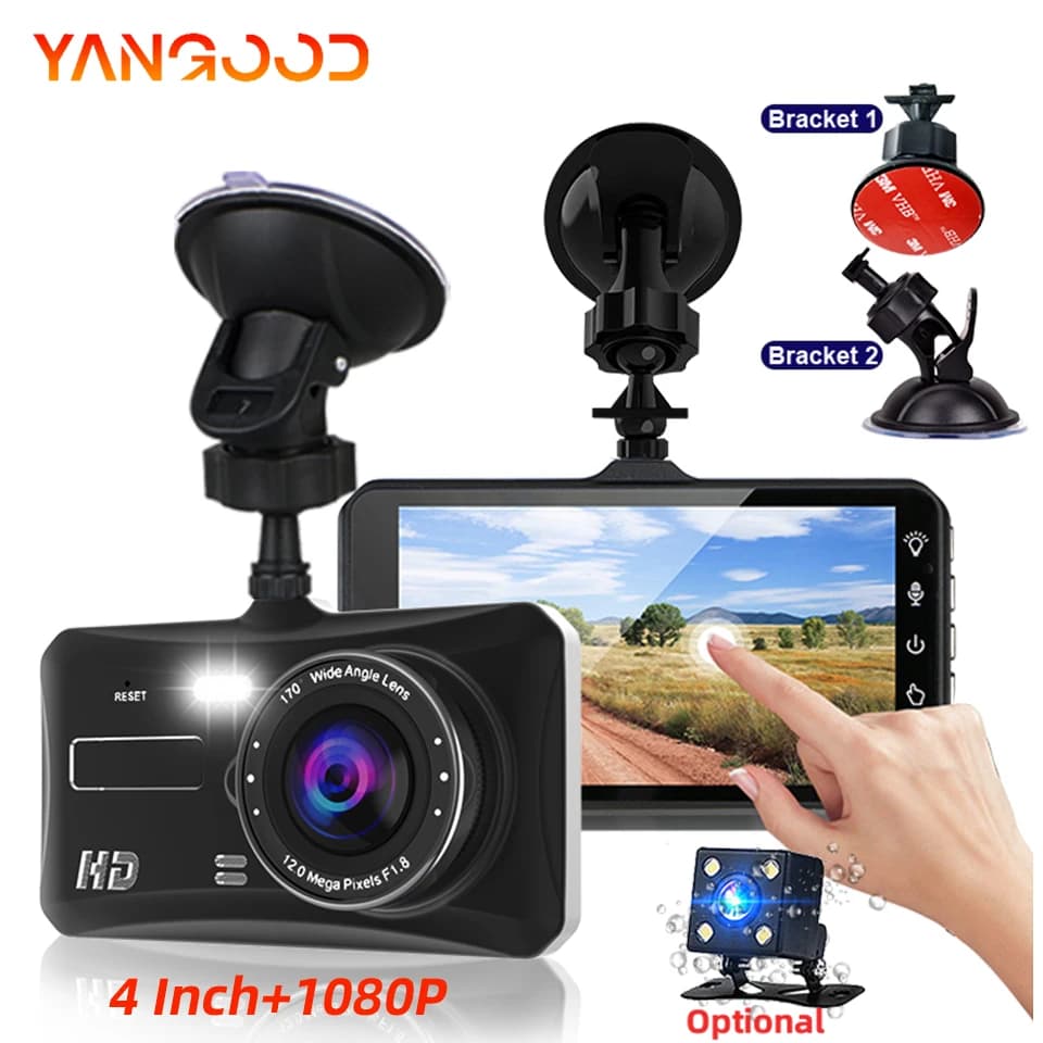 Dashcam da 4 pollici 1080P 24H Parcheggio Touch Visione notturna Frontale Opzionale Posteriore Dash Cam Videoregistratore Scatola nera Sistemi intelligenti