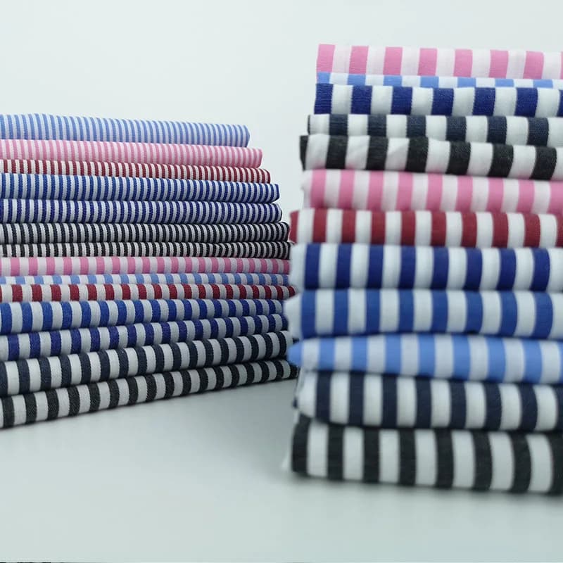 Camicia estiva in tessuto a righe fini tinto in filo di puro cotone blu bianco abbigliamento Casual pigiama lenzuola per bambini panno per cucire