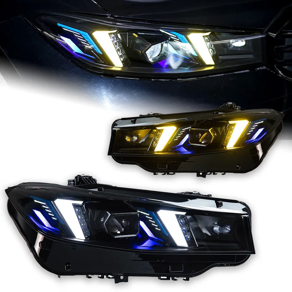 AKD Lampada frontale per BMW G20 G28 Faro LED 2023-2024 Fari 320i Serie 3 DRL Indicatori di direzione Abbaglianti Angel Eye Proiettore