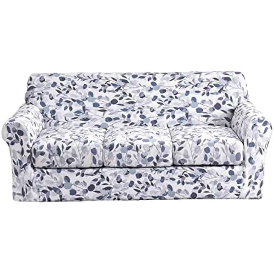 KRFOONN 4 Piece Stretch Sofa Couch Covers for 3 Cushion Couches Printed Sofa Slipcover with 3 Separate Seat Cushion Covers Washa