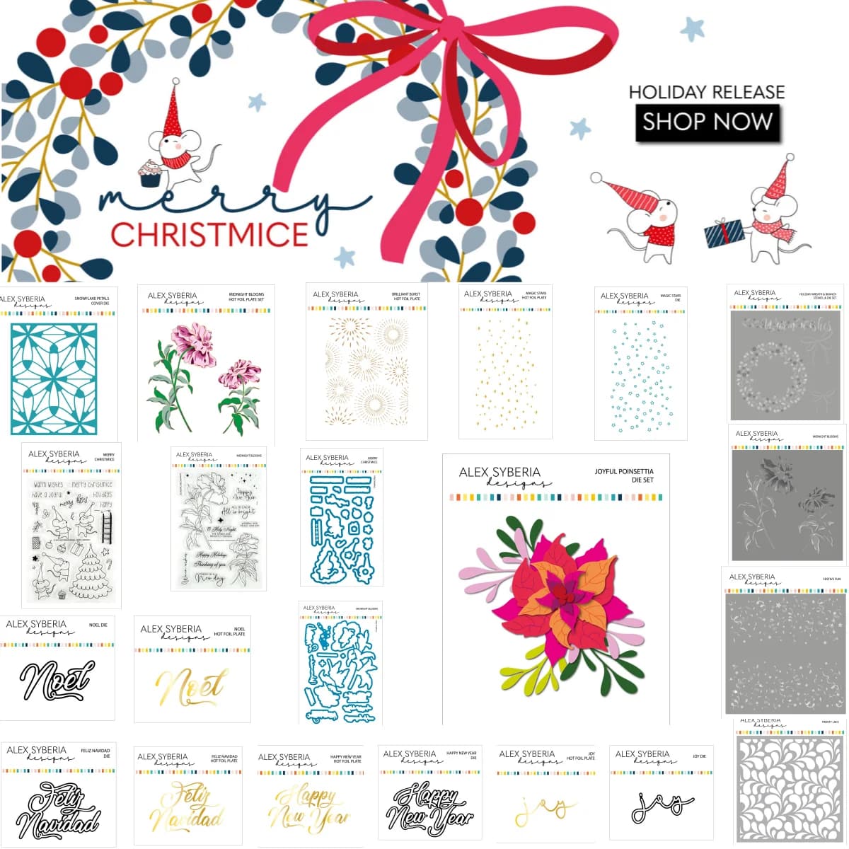 Christmas Holiday Flower Star Metal Cutting Dies Clear timbri Hot Foil Stencil per decorare Scrapbook fai da te Card goffratura Craft