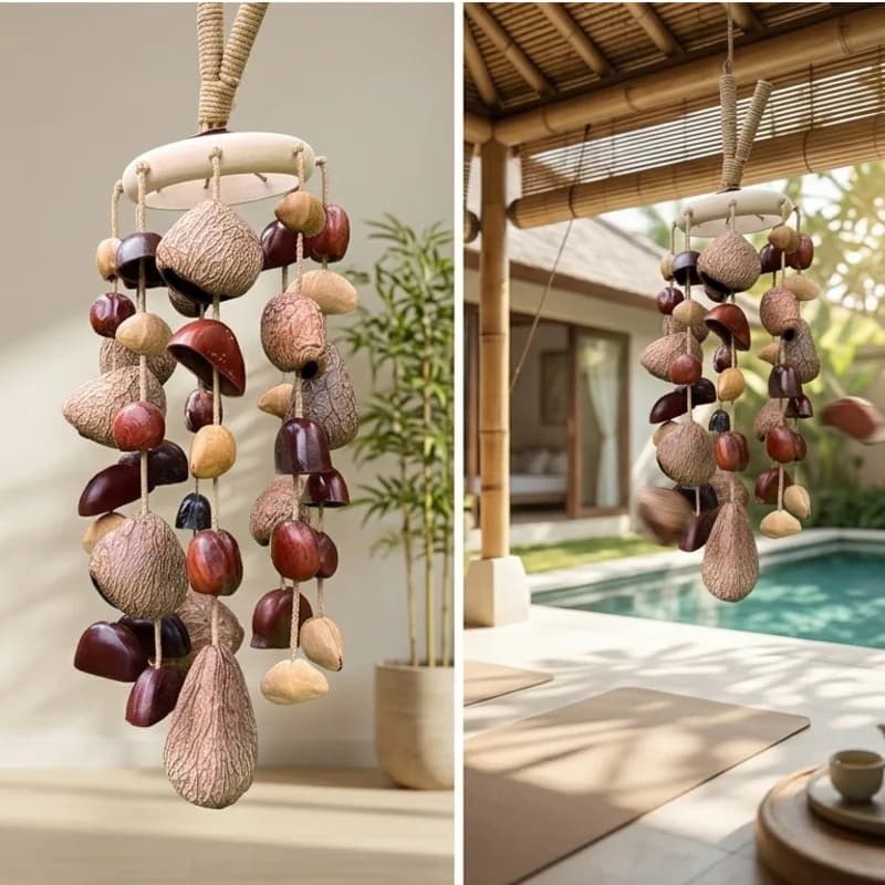 Natural Indonesian Seed Shell Hand Bell Wind Chime For Meditation Sound Therapy Yoga Altar Home Decor Boho Gift For Women