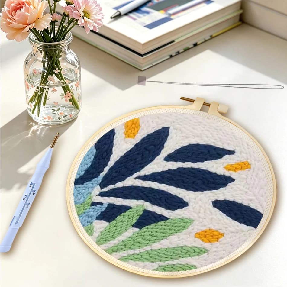 Kit di ricamo Punch Needle per principianti, set per punto croce, con penna magica per ricamo, decorazioni per la casa