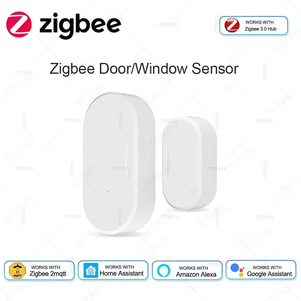 Zigbee Door and Window Sensor Opening and Lock Detector Intelligent Home Security Alarm Anti-theft Door Sensor Works with Alexa Home Assistant Z2M