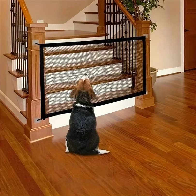 Barriera per Cani Resistente con Ganci, Rete Isolante Pieghevole, Porta a Specchio in Rete Traspirante, Cancello di Sicurezza per Animali Domestici per Interni ed Esterni