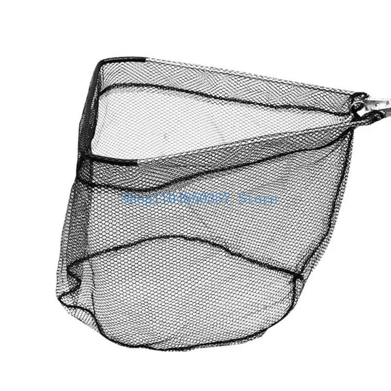 652F Foldable Fish Landing Net Nylon Mesh for Safe Fish Catching Stainless Poles Handle Fishing Net Saltwater Fish Equipment