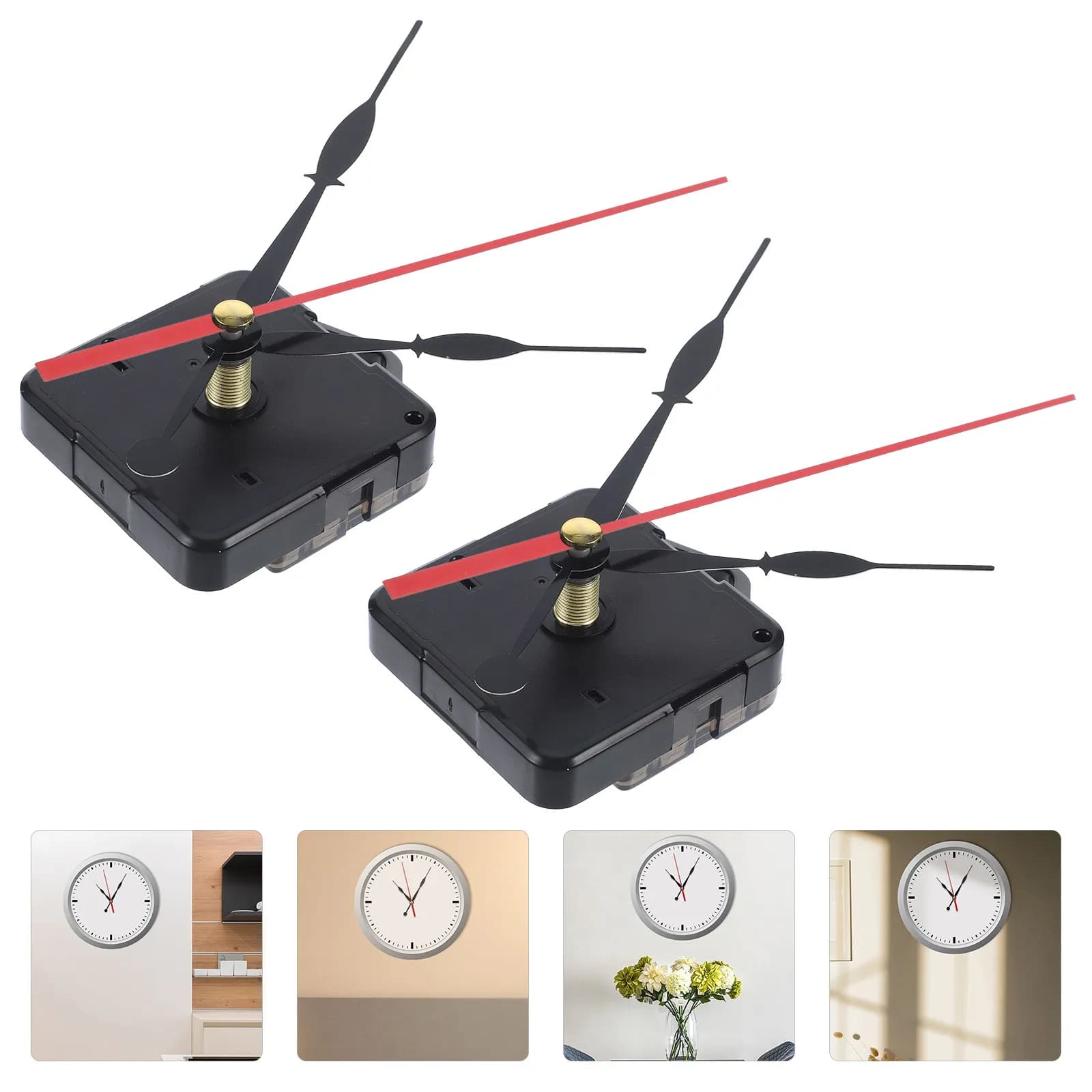 2 Set di Meccanismi per Orologi, Kit di Ricambio in Plastica per Riparazione Orologi da Parete al Quarzo, Ricamo 3D e Artigianato