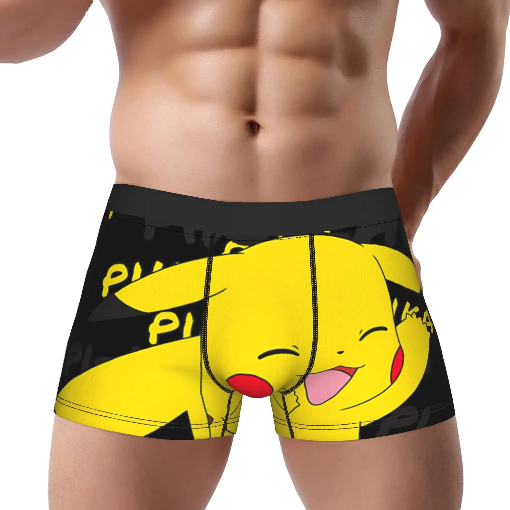 Bandai boxers Pokemon Pikachu Cracks A Joke Laughing Underpants Breathbale Panties Men's Underwear Shorts Boxer Briefs