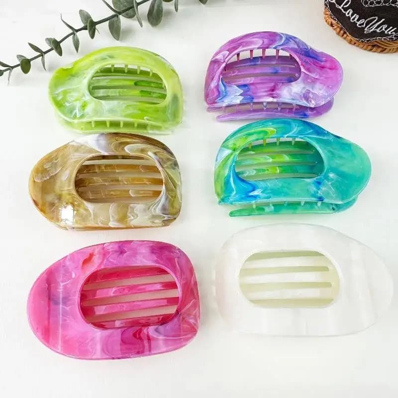 Marble Stripes Duckbill Hair Claw Clips Crab Barrettes Hair Clamp Women Acrylic Hairpins Styling Tools Hair Accessories