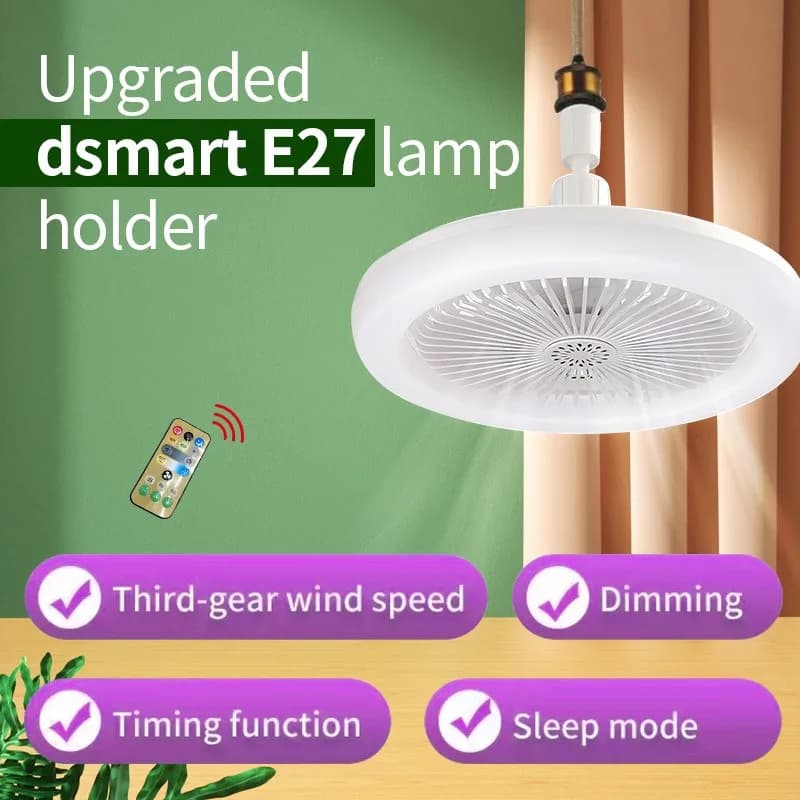 Ventilatore da soffitto a LED E27 30w con telecomando leggero Lampadina da soffitto dimmerabile con ventola di raffreddamento 3 modalità Lampadario per camera da letto interna