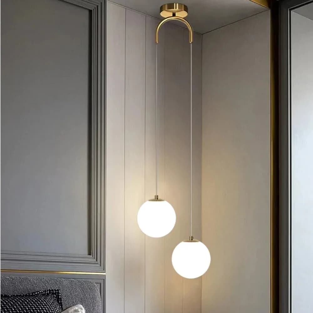 Lampade a sospensione a LED in vetro moderno nordico sala da pranzo camera da letto lampadario in oro Indoor Restaurant Bar Decor lampada a sospensione