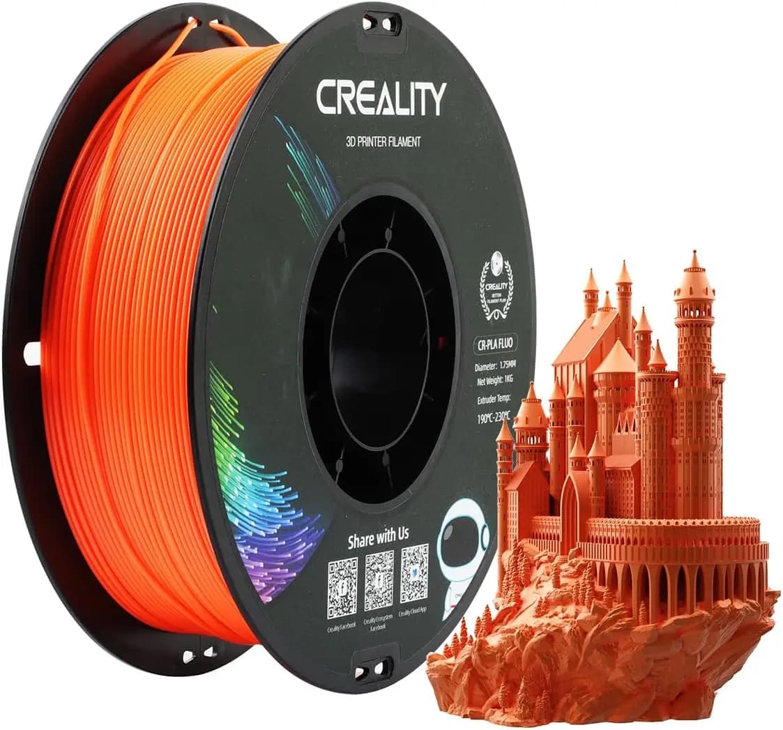 PLA Filament 1.75mm, 1.0kg Spool, High Toughness, Dimensional Accuracy ±0.03mm, Fluorescent Orange