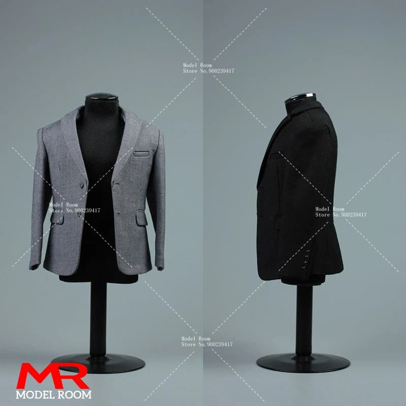 AFS 1/6 Scale Male Black Gray Suit Jacket Western-style Jacket Clothes Model Fit 12'' Soldier Standard Action Figure Body Doll