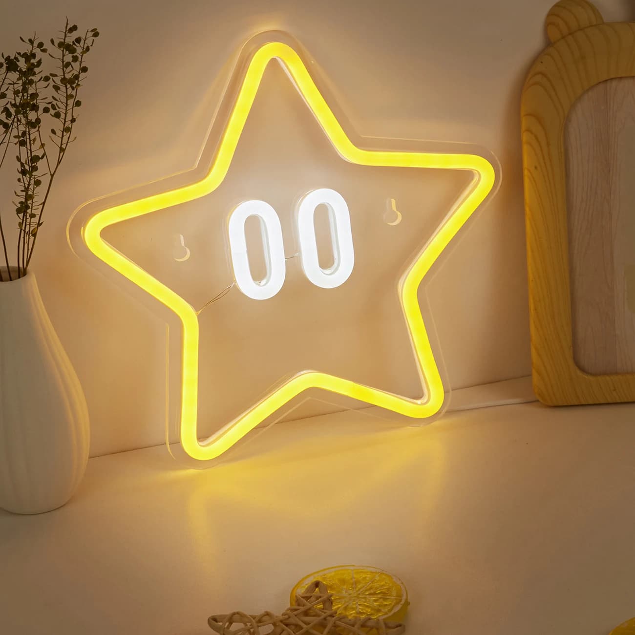 Chi-Buy 1PC Cartoon Star Shape LED Neon Sign USB Powered Decorazione da parete Insegne luminose al neon adatte per feste, matrimoni