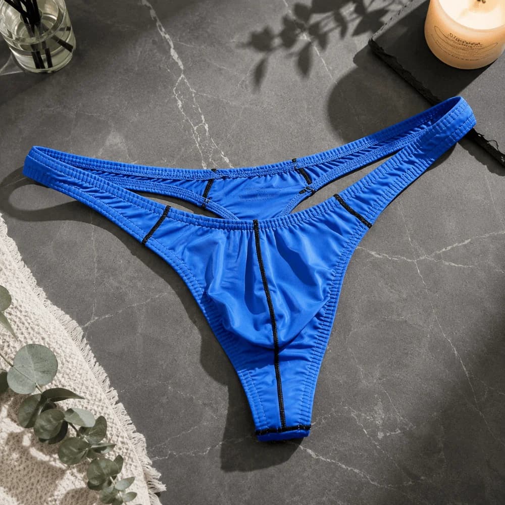 Simple Low Waist Men Underwear Seamless U-shaped Pocke Men's Thong Stripe Male Lingerie T-back Briefs Sports Wear