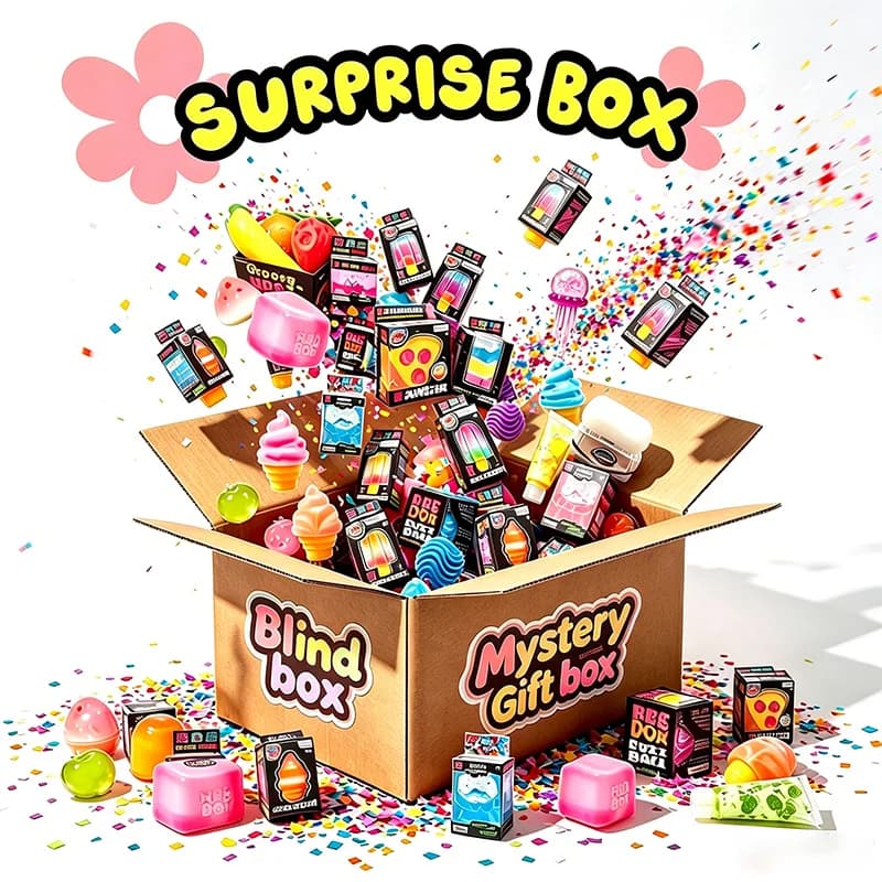 50+pcs NeeDoh Schylling Blind Box Toy,Novelty Stress Relief Toys, Assorted Squishy Figures Blind Box,ADHD Stress Relief Gifts