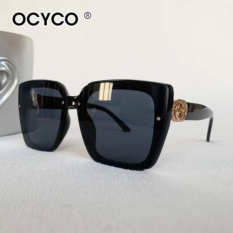 Occhiali da Sole OCYCO Nuovi di Tendenza Firmati da Donna, Vintage, a Specchio, Quadrati, per Feste e Viaggi, di Lusso, con Lettere, Protezione UV400
