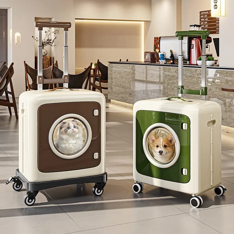 Passeggino per Animali Domestici Pieghevole Traspirante, Trasportino da Viaggio per Cani e Gatti con Ruote, Ampia Finestra a Rete, Portatile Leggero Antiurto